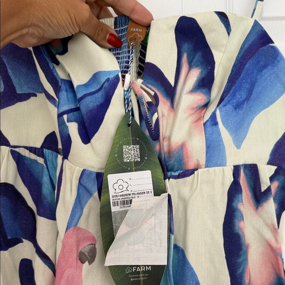 FARM Rio Tropical Leaf Maxi Dress in Blue and Pink - Picture 3 of 8